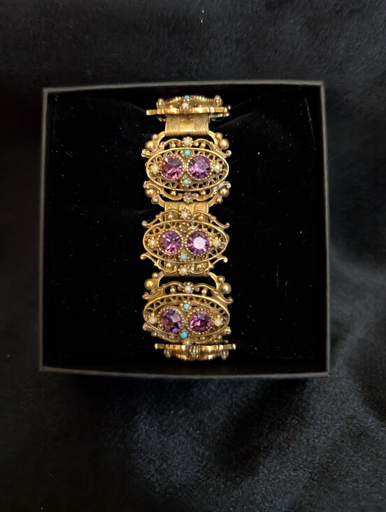 The Unbranded Brand Jewelry - #64. Estate 60s Romantic Renaissance Revival Multi Panel Bracelet